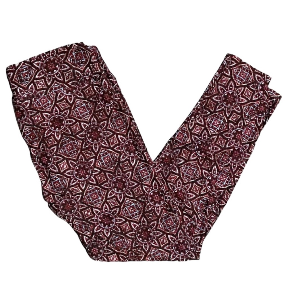 ⭐️4 for $10⭐️ Maroon Mandala  Leggings.  Women's Size Large / XL.  Buttery Soft.